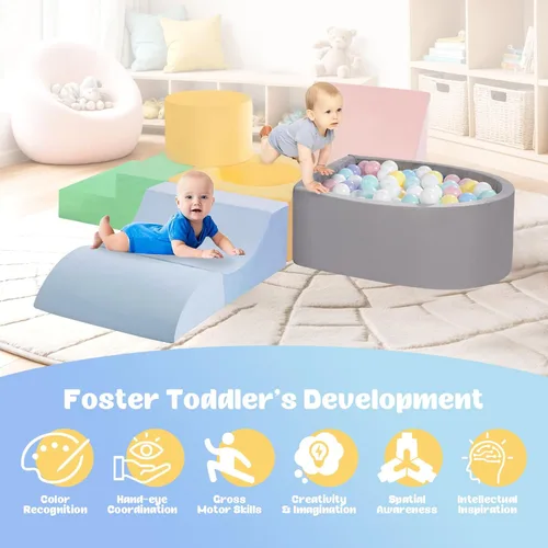 Miniatura 2 de CAMELUS Juguetes de escalada para niños de 1 año, bloques de espuma para bebés con piscina de pelotas para niños pequeños, juego de 6 piezas