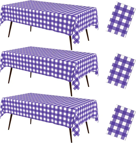 Miniatura 41 de misaya 3 paquetes de manteles desechables de búfalo, mantel de plástico impermeable de 54 x 72 pulgadas, manteles rectangulares a cuadros caqui
