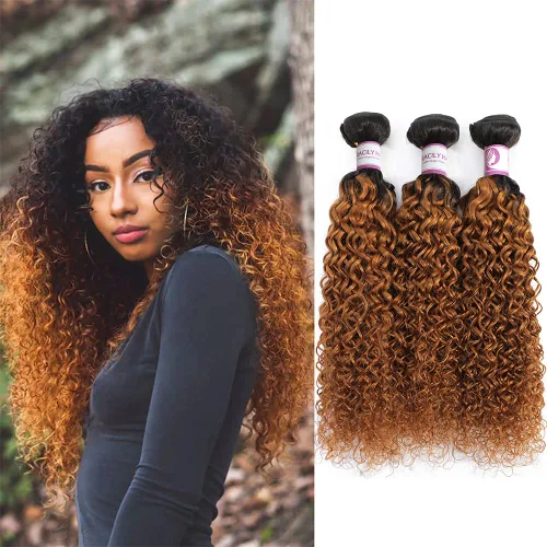 Miniatura 12 de 4 paquetes de cabello humano ondulado brasileño degradado borgoña T1B/99J, paquetes de cabello humano ondulado y húmedo para mujeres negras