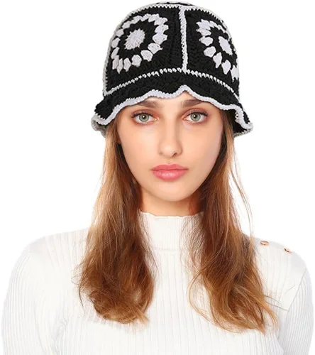 Miniatura 2 de XYIYI Sombrero de Cubo de Ganchillo Tejido para Mujer Hecho a Mano Plegable Sombrero de Playa Lindo Sombrero de Pesca Tejido a Mano