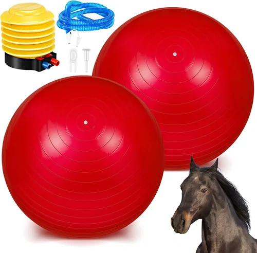 Miniatura 8 de Sotiff 2 pelotas de caballo de 40 pulgadas para jugar, caballo grande, equino, pastoreo, antiestallido, pelota de fútbol gigante para perro, bomba
