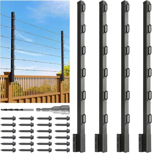 Miniatura 10 de Extensor de poste de valla, alambre de púas de 23.5 pulgadas, brazo extendido, para cercas exteriores para aumentar la altura, proteger