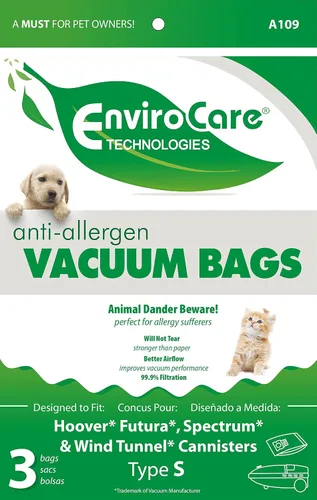 Miniatura 2 de EnviroCare Bolsas de polvo de repuesto para aspiradora con filtración de alérgenos diseñadas para adaptarse a aspiradoras Hoover Style "S" Futura