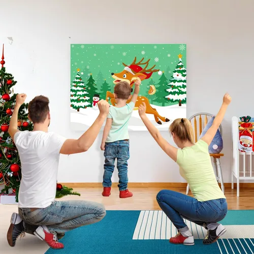 Miniatura 5 de Morcheiong Juego de Poner la Cola al Ciervo de Navidad con 36 Colas, Artículos para Fiestas Navideñas, Suministros de Actividades y Decoraciones