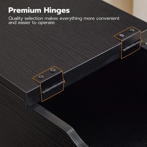 Miniatura 8 de HOOBRO - Mesa auxiliar lateral, mesa de centro abatible con estación de carga y estantes, puertos USB y tomas de corriente, mesita de noche estrecha