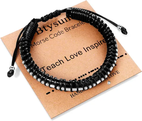 Miniatura 12 de Regalos inspiradores para hombres, pulseras con código morse, pulseras para hombre, regalos de graduación para él, Día del Padre, pulsera de cuero