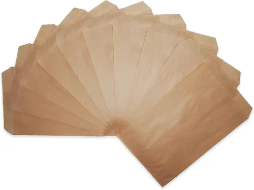 CuteBox - 100 bolsas de regalo de papel plano marrón kraft de 4 x 6 pulgadas para mercancías, manualidades, recuerdos de fiesta, venta al por menor,