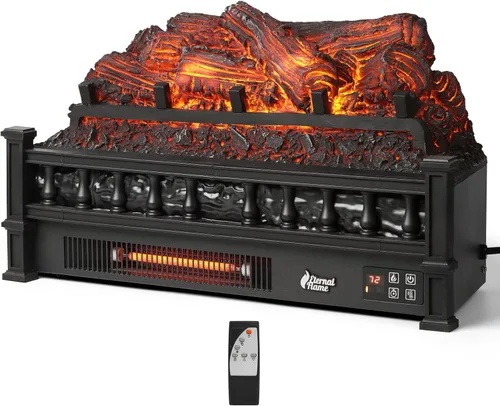 TURBRO Eternal Flame - Troncos eléctricos infrarrojos para chimenea, 23 pulgadas de cuarzo infrarrojo, inserto de chimenea calentador de troncos con