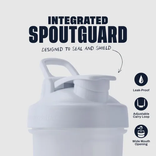 Miniatura 2 de BlenderBottle Classic V2 - Botella mezcladora perfecta para batidos de proteínas y preentrenamiento, 28 onzas, color blanco
