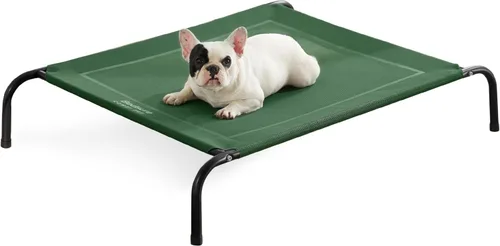 Miniatura 15 de Bedsure Cama elevada para perros al aire libre de tamaño grande, cama portátil de hamaca para mascotas con marco elevado y refrescante para Verde