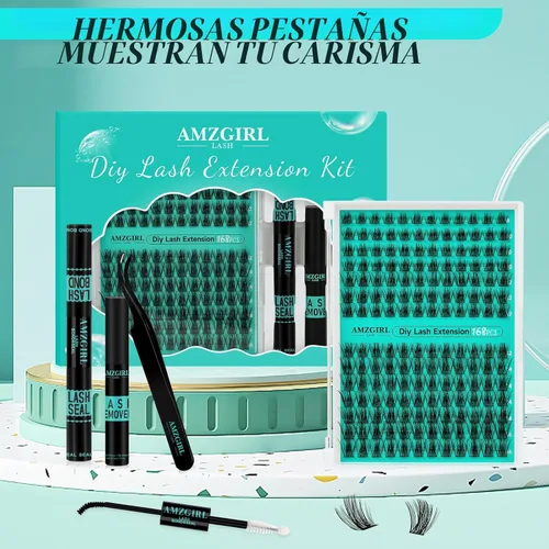Miniatura 7 de Kit de Extensión de Pestañas, Kit de Racimos de Pestañas DIY 168Pcs con Pegamento de Unión y Sello Impermeable, Removedor de Pestañas para Kit
