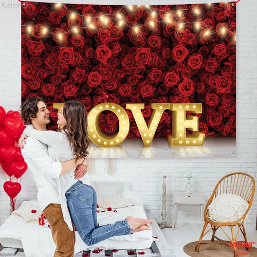 Miniatura 8 de KatchOn, Telón de fondo de tela de 7 x 5 pies para el día de San Valentín, extra grande, telón de fondo de San Valentín para fotografía, pancarta