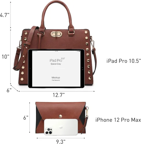 Miniatura 4 de Dasein - Carteras y bolsas de mano para mujer, bolsas planas, con asa superior, bolso de hombro, bolso de trabajo con cartera a juego