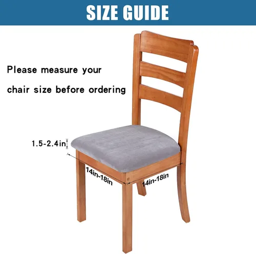 Miniatura 6 de Smiry - Fundas de asiento de terciopelo para silla de comedor, juego de 6, ajuste elástico, extraíbles, lavables, protectores de cojín de asiento