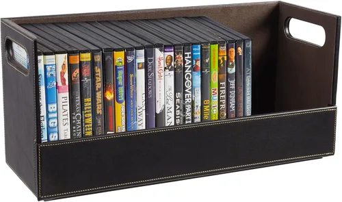 Stock Your Home caja de almacenamiento y organizador para DVD color chocolate, para almacenamiento y organización de CD en estantes, capacidad para