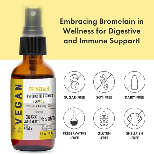 Miniatura 3 de Extracto de piña líquido de bromelina cruda orgánica, potencia mejorada, 500 mg, para niños y adultos, sin OMG, 2.0 fl oz, suministro para 120 días