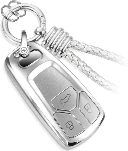 Miniatura 44 de Funda para llavero Nissan con llavero de cuerda trenzada de metal de lujo, funda suave mejorada para llave Nissan (solo 3 botones)