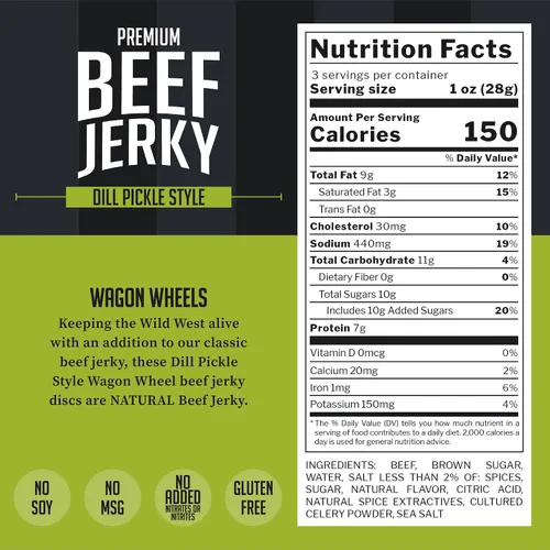 Miniatura 2 de Top Notch Wagon Wheels Jerky – Snacks altos en proteínas para niños y adultos hechos de carne de res criada localmente – Rondas sabrosas de carne