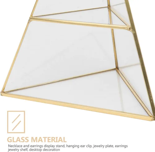 Miniatura 4 de Organizador de joyas de pirámide de cristal de 3 niveles, bandeja de exhibición de joyas con forma de cono triangular, estante de joyería