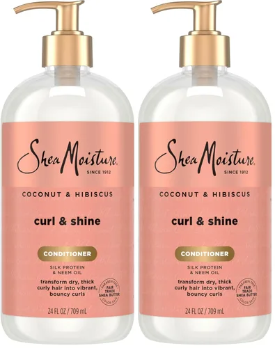 Miniatura 9 de Acondicionador para rizos y brillo Shea Moisture con coco e hibisco, para cabello grueso y rizado, para hidratar y suavizar, 24 fl oz