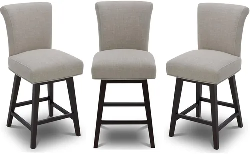 Miniatura 18 de CHITA Taburete giratorio de 26 pulgadas con altura de mostrador, taburete de bar tapizado moderno con respaldo certificado FSC de cuero sintético