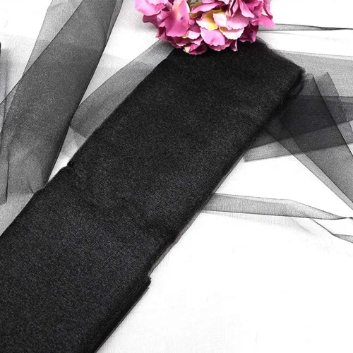 Miniatura 2 de Cortinas de telón de fondo de tul de organza de cristal para bodas, baby shower, fiesta de cumpleaños, decoración de eventos, 19 pulgadas x 30 Negro