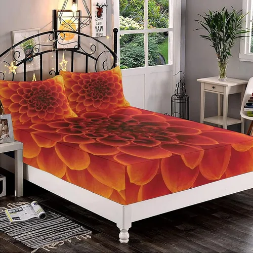 Miniatura 15 de XISUNYA Juego de sábanas decorativas tamaño Queen, juego de sábanas bajeras y 2 fundas de almohada con bolsillos profundos de Halloween