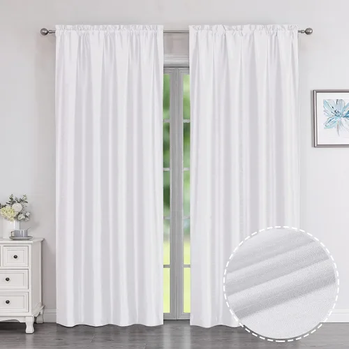 Miniatura 20 de Chyhomenyc Uptown - Cortinas negras de 24 pulgadas de largo, 2 paneles, cortinas cortas de seda sintética para oscurecer la habitación, cortinas