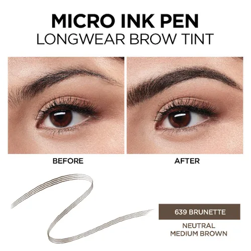Miniatura 4 de L'Oreal Paris Micro Ink Pen de Brow Stylist, tinte de cejas de larga duración, efecto similar al cabello, hasta 48 horas de uso, punta de peine
