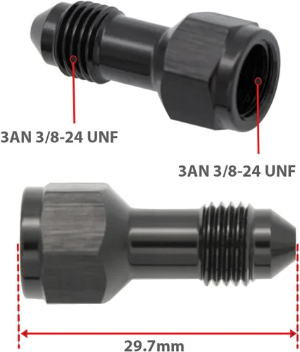 Miniatura 2 de Aluminio 3AN hembra a 3AN macho extensor de montaje, conector adaptador de extensiones AN3 con anillo tórico, negro