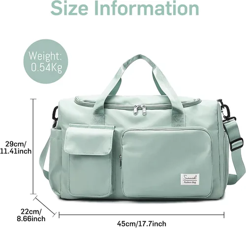 Miniatura 2 de Suruid Bolsa de gimnasio deportiva con compartimento para zapatos, bolsa de viaje con bolsillo separado seco y húmedo para hombres y mujeres, bolsa