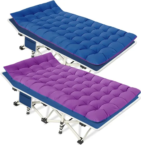 Miniatura 14 de COLMERD Catre de camping con cómodo colchón para dormir con almohadilla resistente cama de camping catre de dormir incluye bolsa de transporte