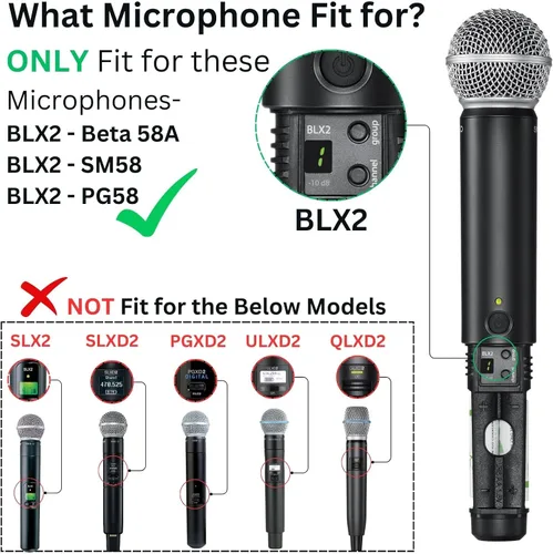 Miniatura 2 de Cubierta de batería brillante para Shure BLX2 / BLX288 - SM58/Beta 58/Beta 87 Micrófono inalámbrico Soporte de batería Tapa de reemplazo