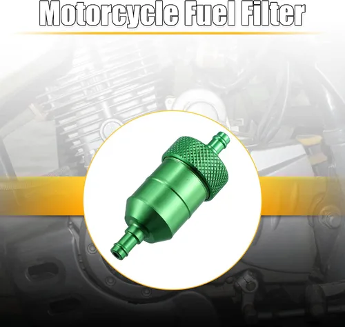 Miniatura 2 de X AUTOHAUX 0.315 in 5/16" manguera de diámetro aleación de aluminio motocicleta gasolina aceite combustible filtro limpiador verde