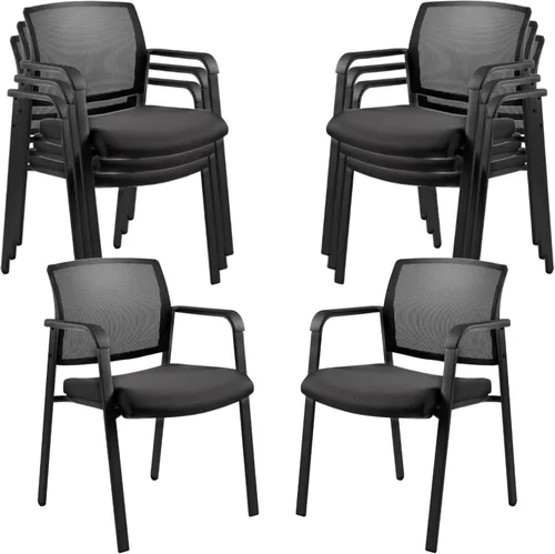 Miniatura 11 de CLATINA Juego de 2 sillas apilables con respaldo de malla con asiento de tela tapizado y soporte lumbar ergonómico para oficina, escuela, iglesia