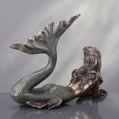 Miniatura 4 de Veronese Design 7 5/8" de altura de sirena acostada estatua náutica escultura estatua estatua Bronce