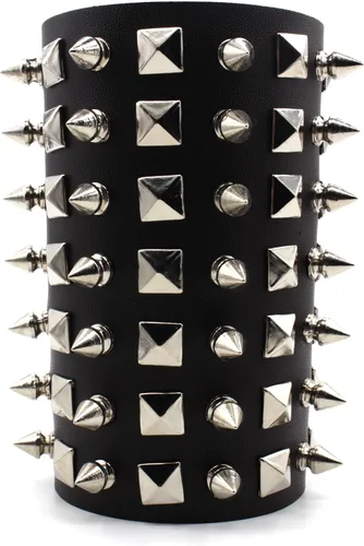 Pulsera de cuero punk para hombres y mujeres, pulsera de cuero con tachuelas para hombres, pulsera gótica con remaches para hombres y mujeres