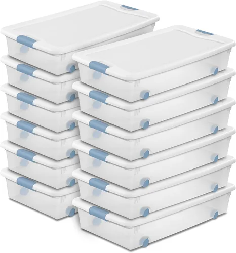 Miniatura 17 de Sterilite - Paquete de 12 contenedores apilables con pestillo, contenedores de almacenamiento bajo la cama con tapas, plástico transparente, 15