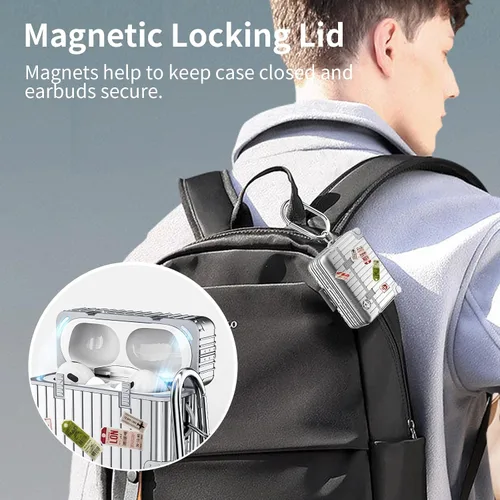 Miniatura 6 de KOREDA Funda compatible con AirPods Pro de 2ª/1ª generación, bonita y divertida funda con diseño de maleta para Airpods Pro de 2ª/1ª