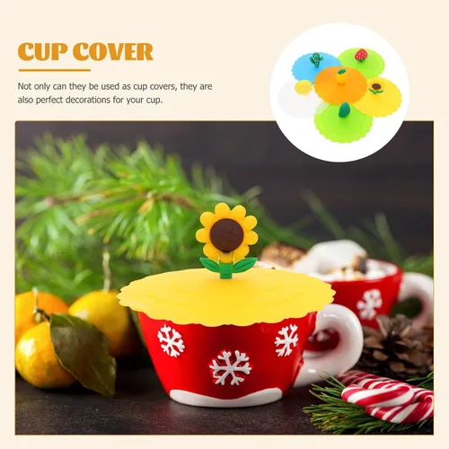 Miniatura 7 de Cabilock 6 tapas elásticas para tazas, con forma de cactus, pajilla, tazas de silicona, utensilios de cocina