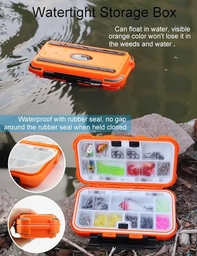 Miniatura 4 de Hlotmeky Pequeña caja de aparejos para kayak, caja de señuelos de pesca impermeable, almacenamiento de terminales, organizador de anzuelos de pesca