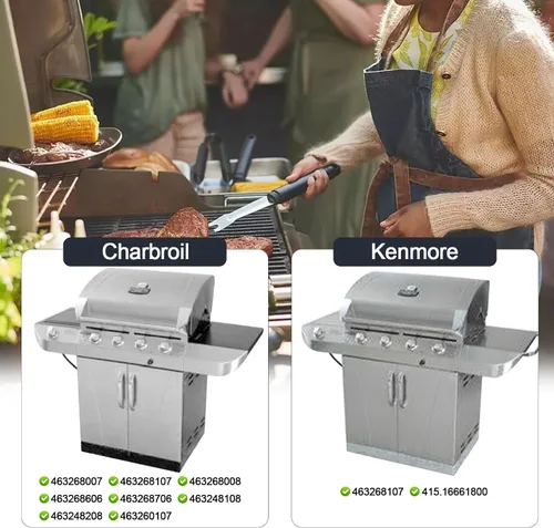 Miniatura 2 de Yiming Piezas de repuesto de parrilla para modelos de parrilla Charbroil 463268008, 463268007, 463268606, 463248108, 463268706. Escudos térmicos