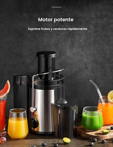Miniatura 7 de Qcen Máquina exprimidora, extractor de exprimidor centrífugo de 500 W con boca ancha de 3 pulgadas, canal de alimentación para frutas y verduras