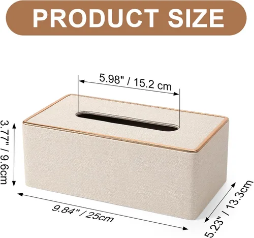 Miniatura 7 de Cubierta de caja de pañuelos, soporte de caja de pañuelos de cuero PU Rectangular Box Covers para el hogar/oficina/decoración del coche 9.84 "X5.23