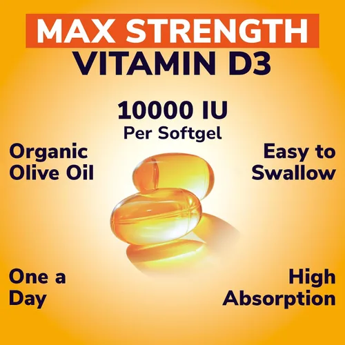 Miniatura 4 de Vitalibre Vitamina D3 de máxima fuerza 10,000 UI (250 mcg), altamente biodisponible, con aceite de oliva prensado en frío, apoyo inmunológico