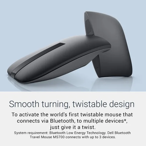 Miniatura 3 de Mouse de viaje Bluetooth Dell MS700, Bluetooth 5.0, par Microsoft Swift/par Dell (solo Windows 10 y 11), sensor óptico LED, desplazamiento táctil