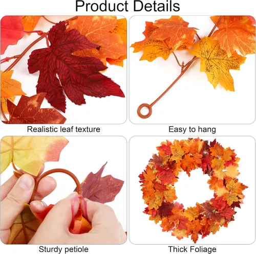 Miniatura 3 de Fovths Guirnalda de hojas de arce de otoño, 8 piezas, 5.8 pies, guirnalda de follaje artificial para otoño, guirnalda de vid colgante de otoño