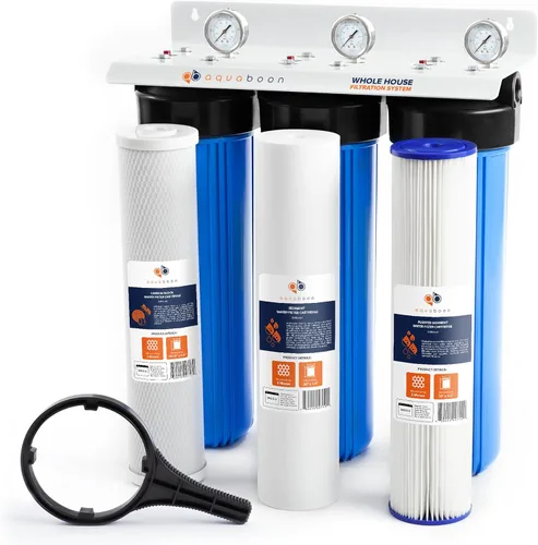 Miniatura 10 de Aquaboon Sistema de filtro de agua de 3 etapas para toda la casa, filtros de polipropileno y sedimentos para heridas de cuerda para agua de pozo