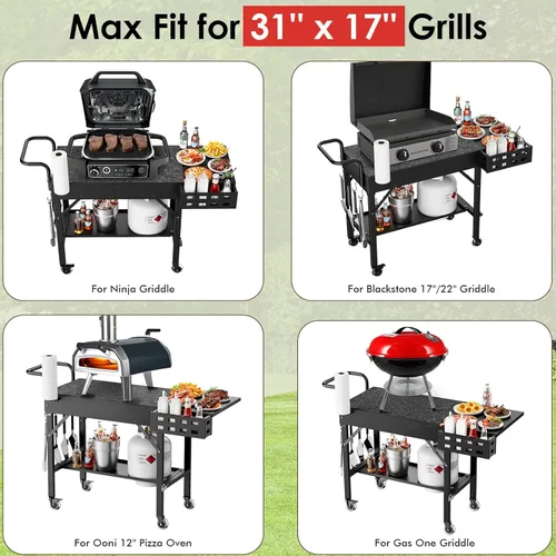 Miniatura 2 de Carro para parrilla Leteuke para Blackstone, mesa de parrilla portátil al aire libre, carro plegable con ruedas para Ninja, soporte para parrilla