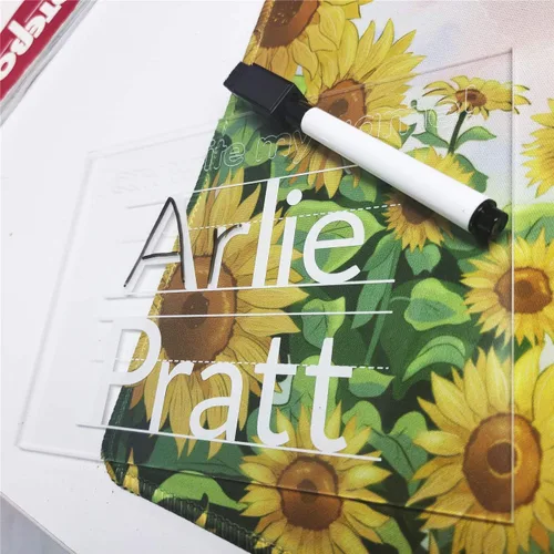 Miniatura 5 de Rastreo de nombres de acrílico – Pizarra de borrado en seco reutilizable con nombre personalizado – Suministros de aprendizaje preescolar para 5x7